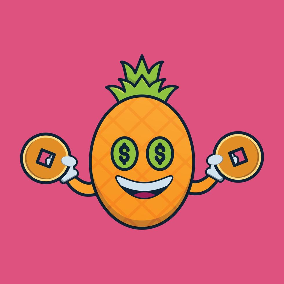 vector illustration of  pineapple fruit character