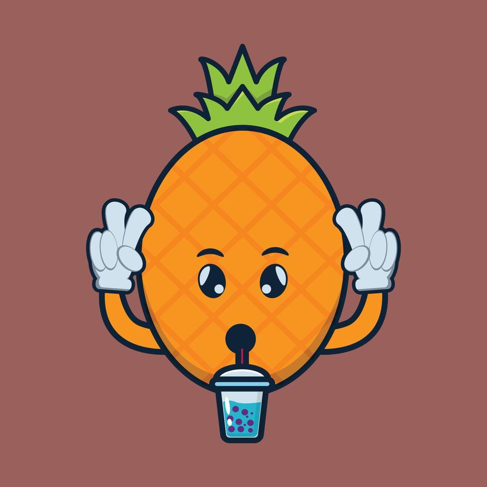 Ilustración de vector de personaje de fruta de piña