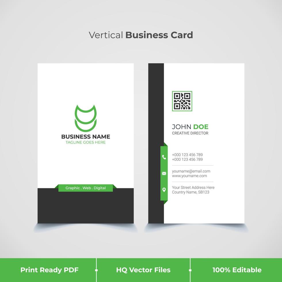 Green Creative and Modern Vertical Business Card and visiting card template vector