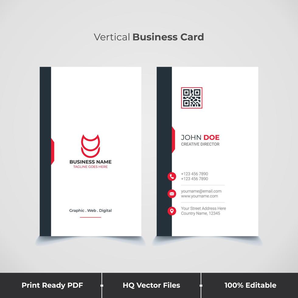 Red Modern Minimal Vertical Business Card and visiting template vector