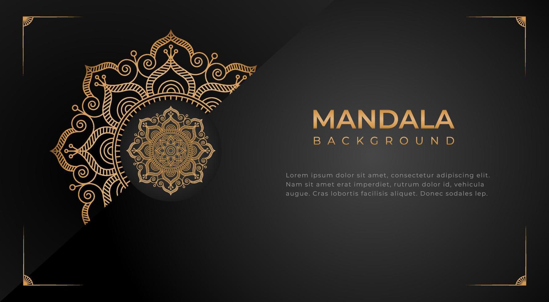 Fondo de mandala negro de lujo con arabescos islámicos dorados y fondo de invitación de boda elegante adornado vector