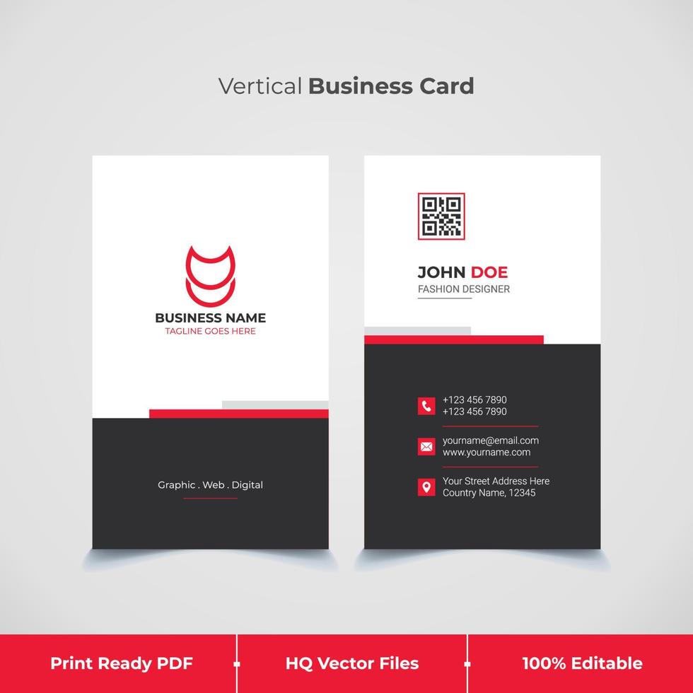 Red and Modern Vertical Business Card and visiting card template vector