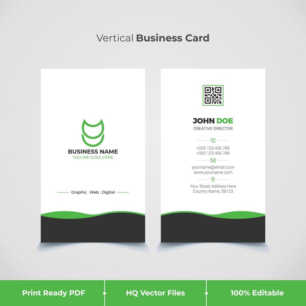 Green Abstract and Modern Vertical Business Card and visiting card template vector