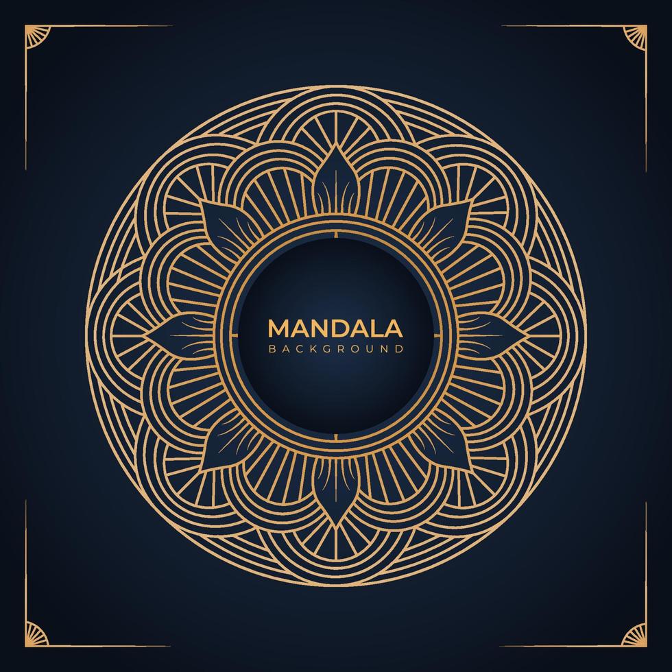 Fondo de mandala de lujo con arabesco islámico dorado y fondo de invitación de boda de círculo adornado vector