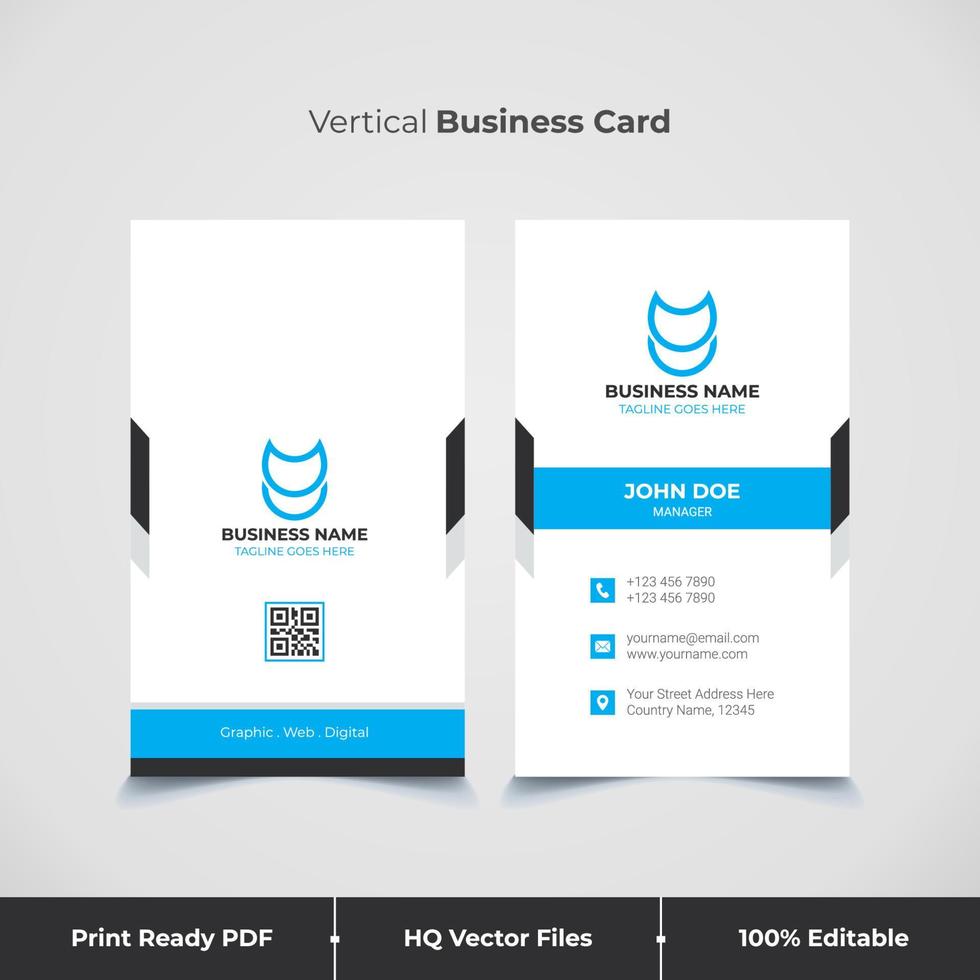 tarjeta de visita vertical azul y moderna y plantilla de tarjeta de visita vector