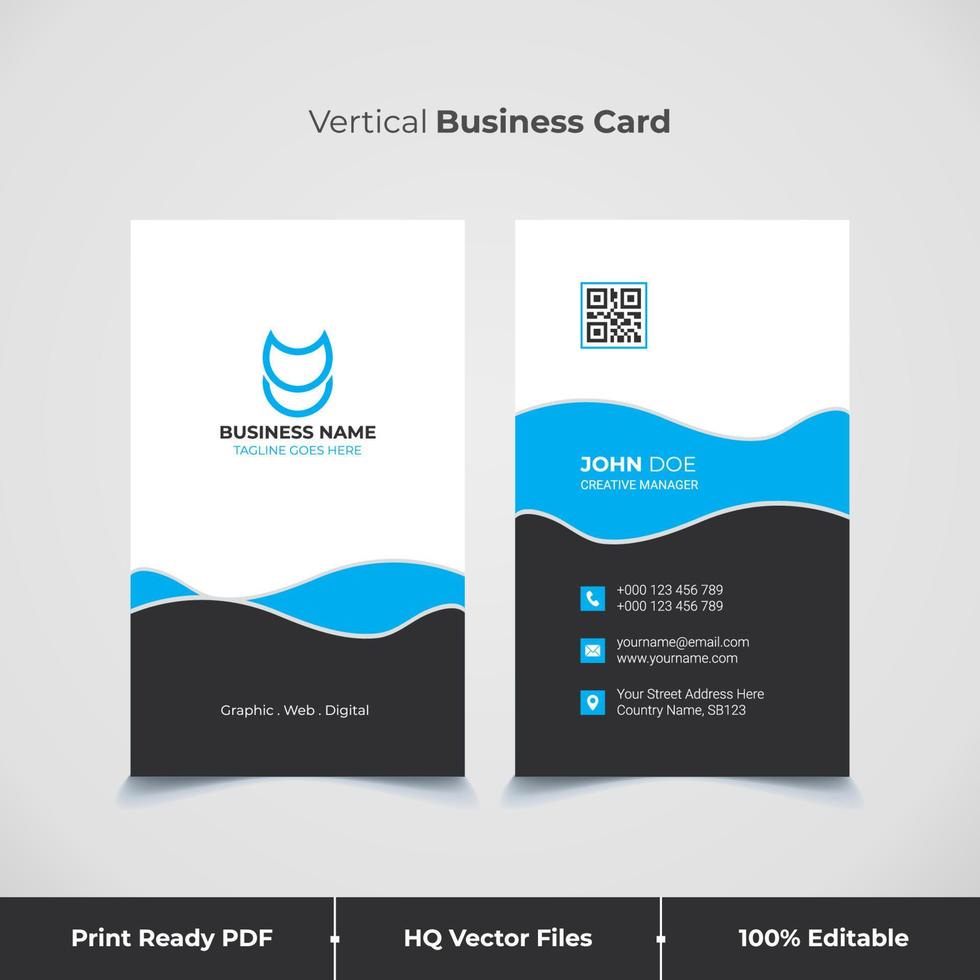 Blue Abstract Vertical Business Card and visiting card template vector