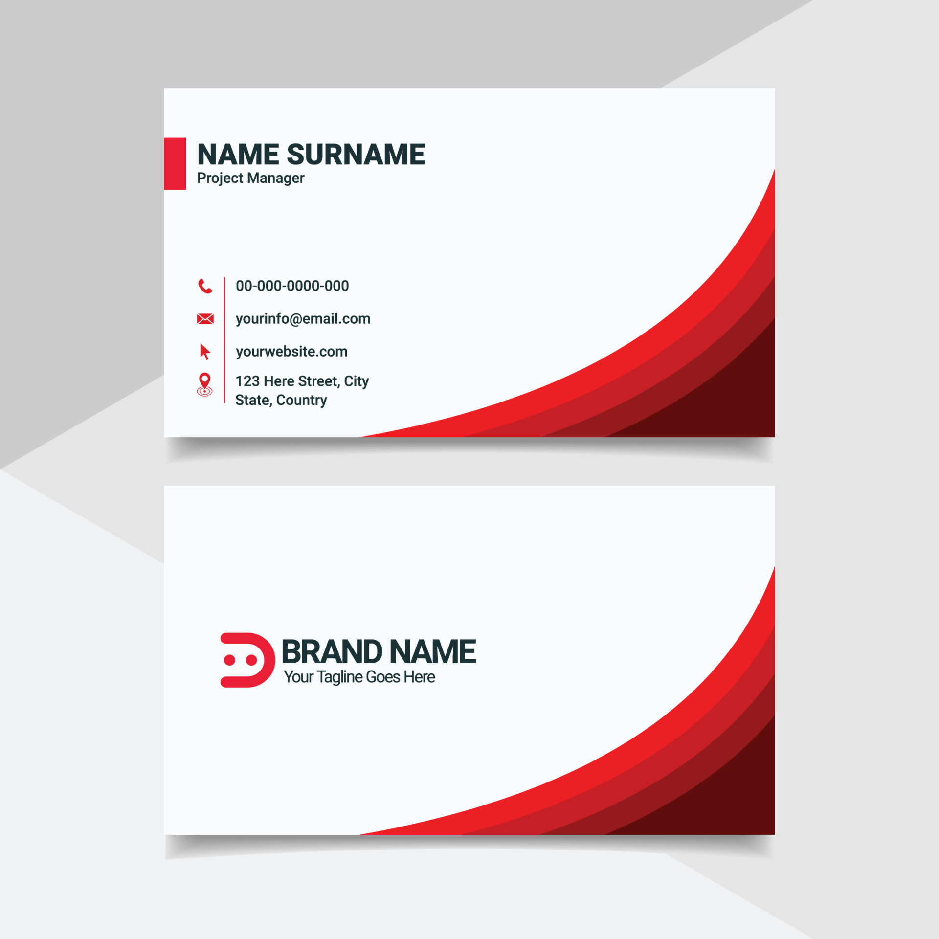 Red and White Creative Business Card Design Visiting Card Template