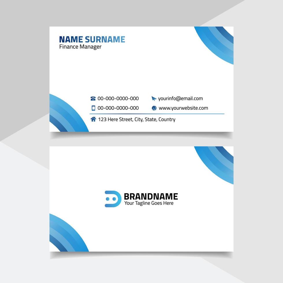 Abstract Blue Business Card Template Visiting Card Design vector