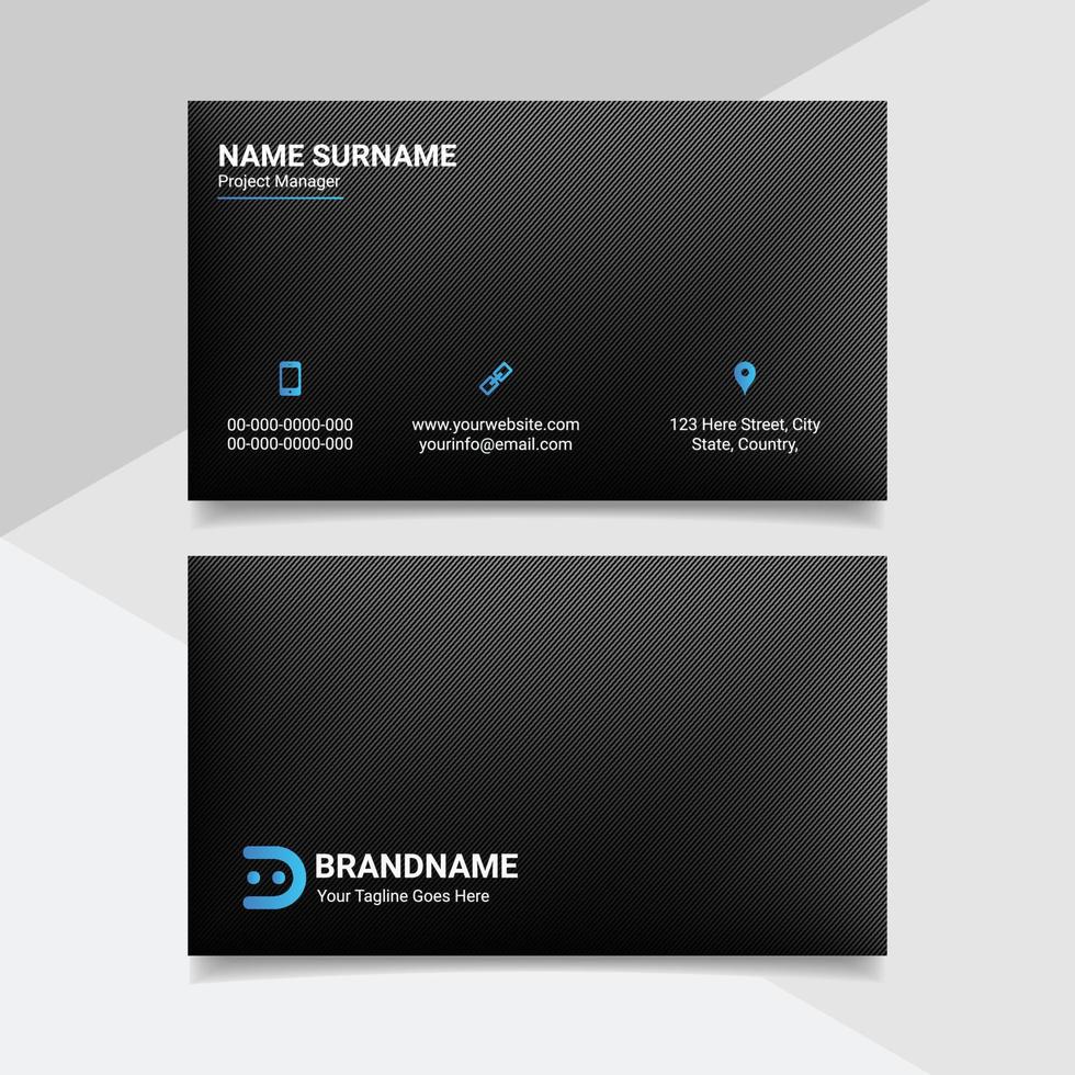 Technology Style Business Card Design Blue and Black Visiting Card Template vector