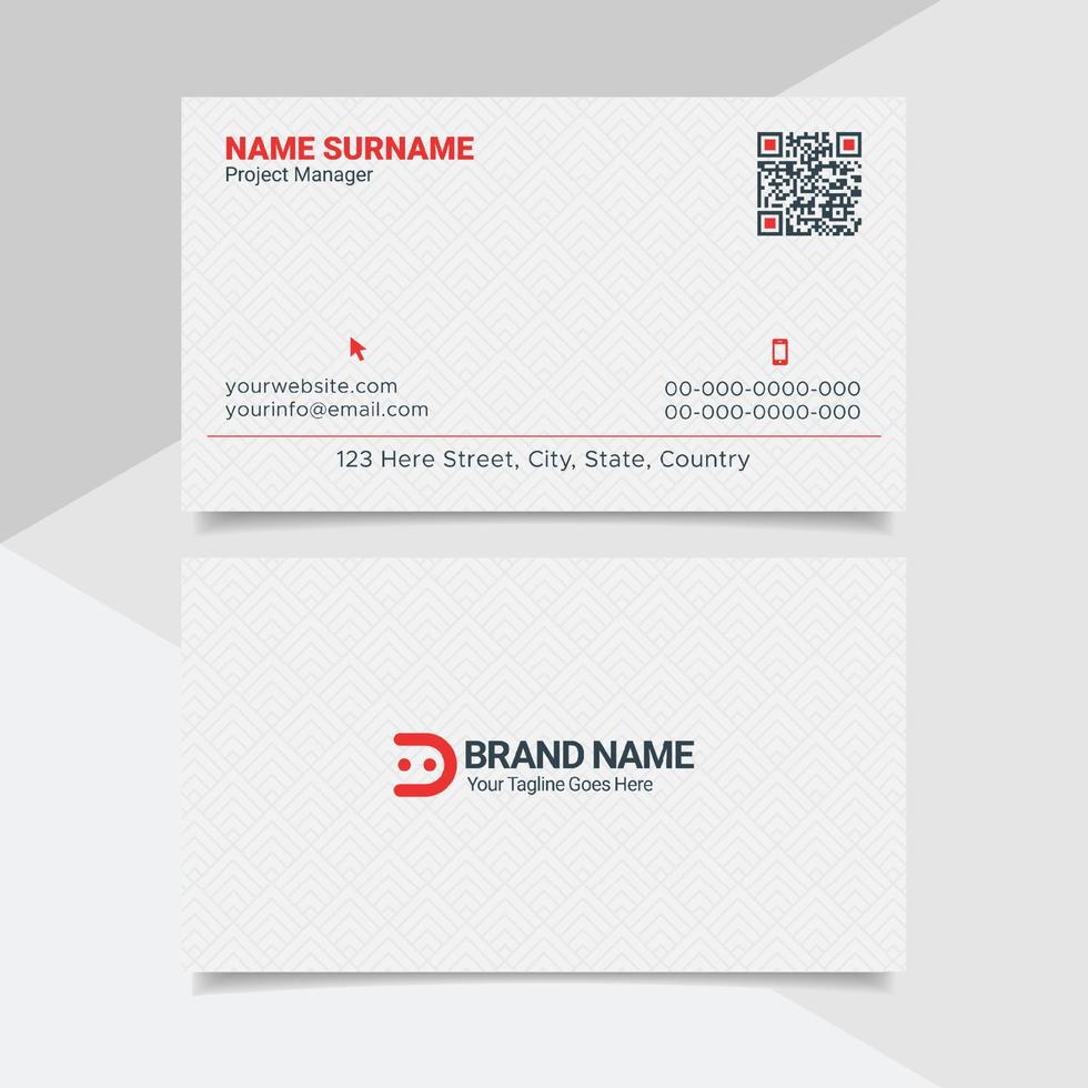 Corporate Professional Business Card Design Template, Modern Clean Minimal Style Red and White Color vector