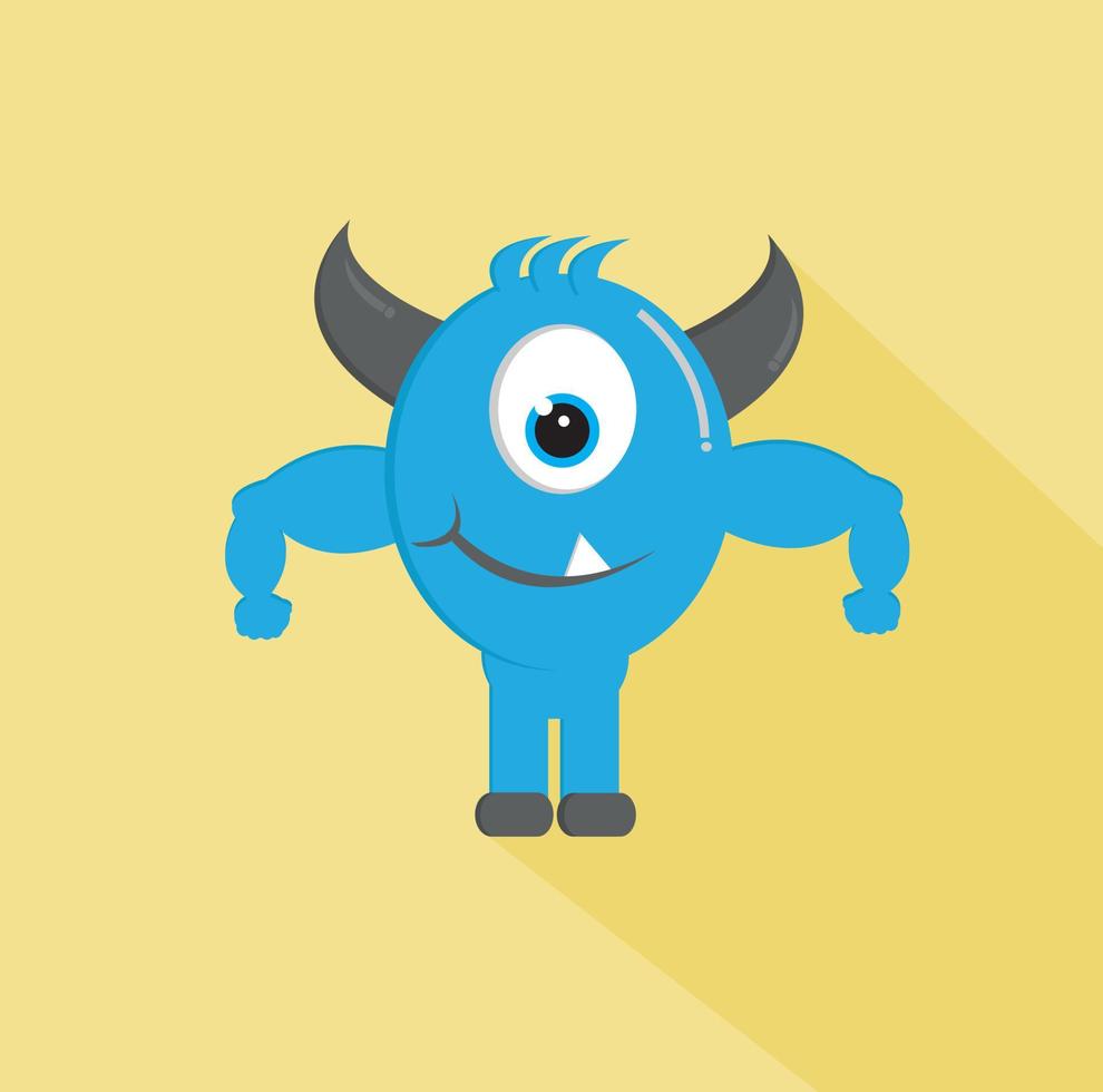 one eye monster monster flat design vector