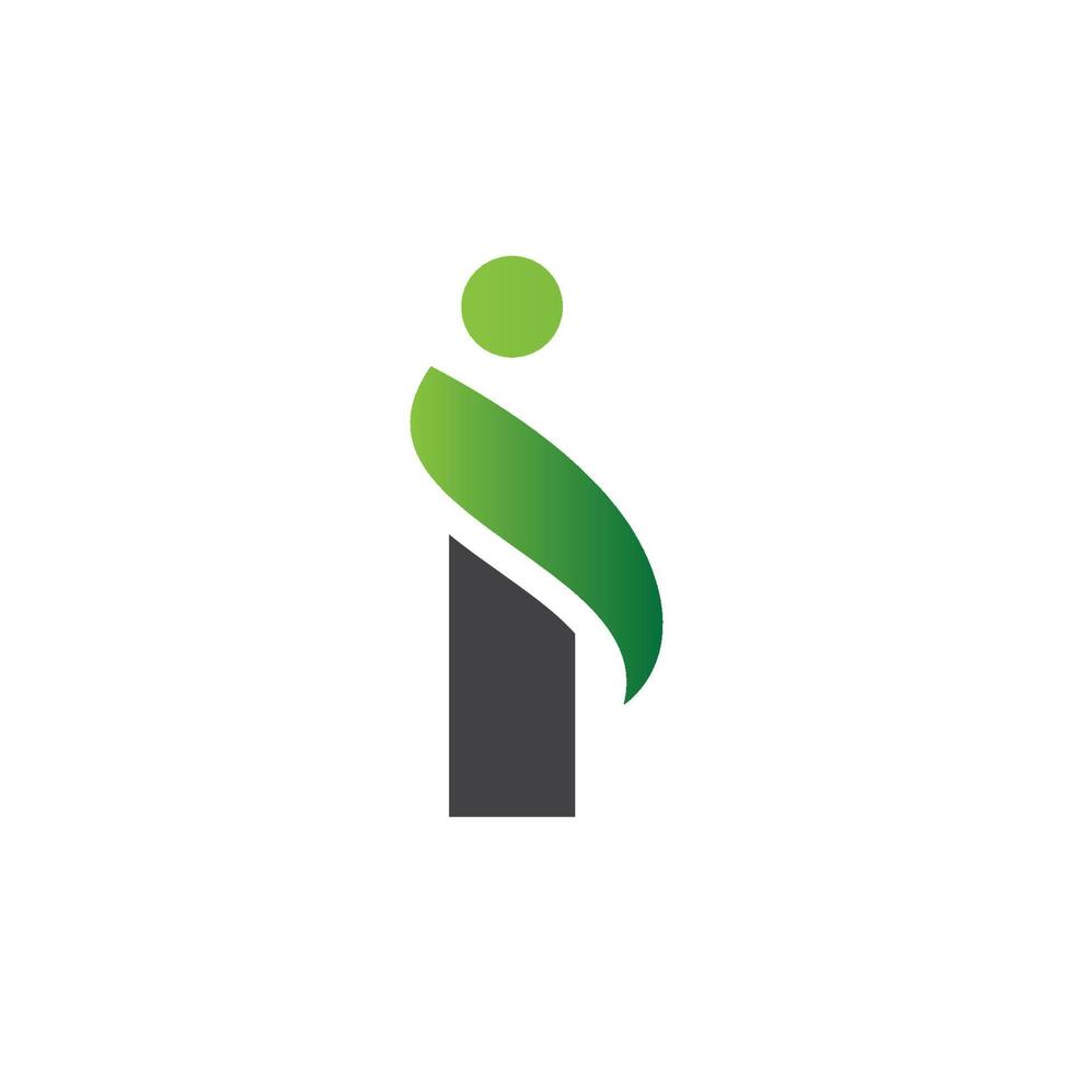 Letra i alfabeto iconos verdes naturales logo de hoja vector