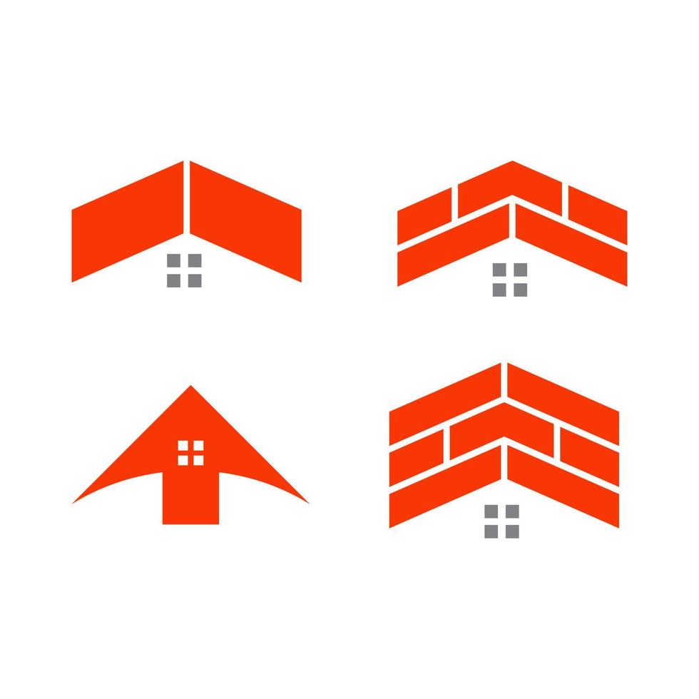 Home Icons Letter T Roof Brick Orange Colour Vector Logo Design Graphic Elements Template