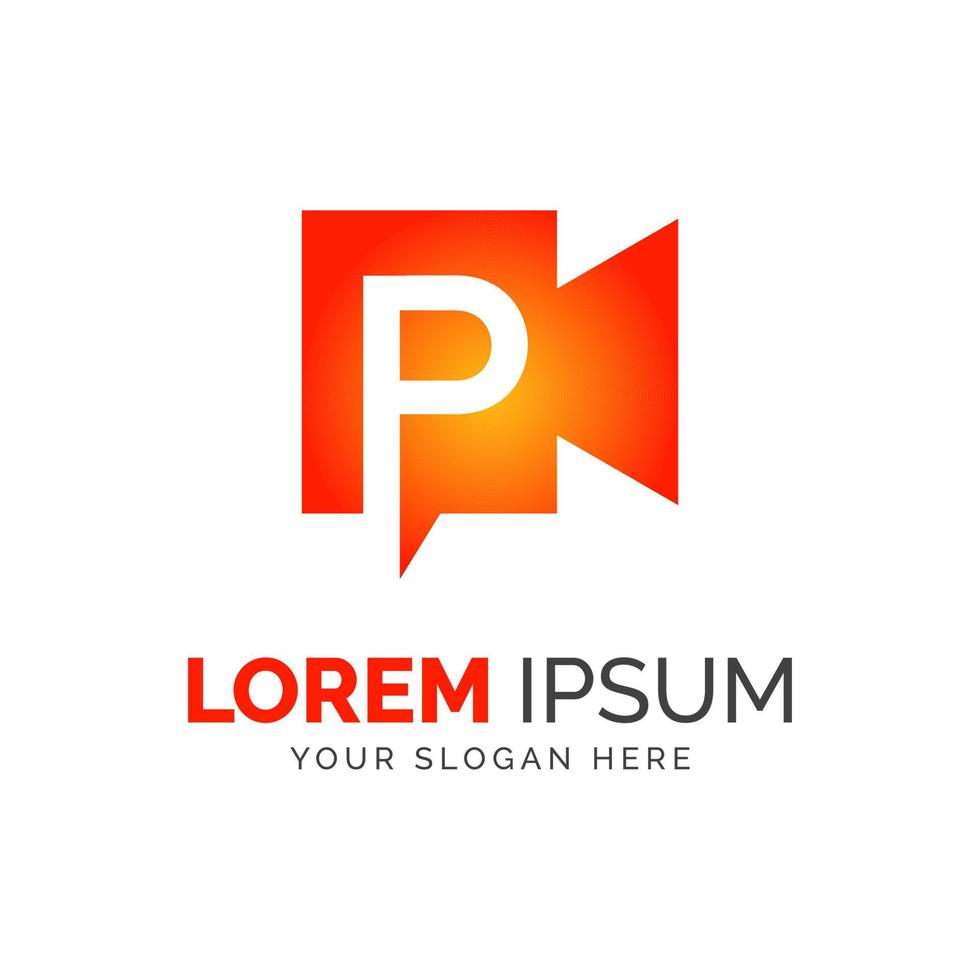 Letter P Initial Abstract Video Company Logo Design Graphic Elements Template vector