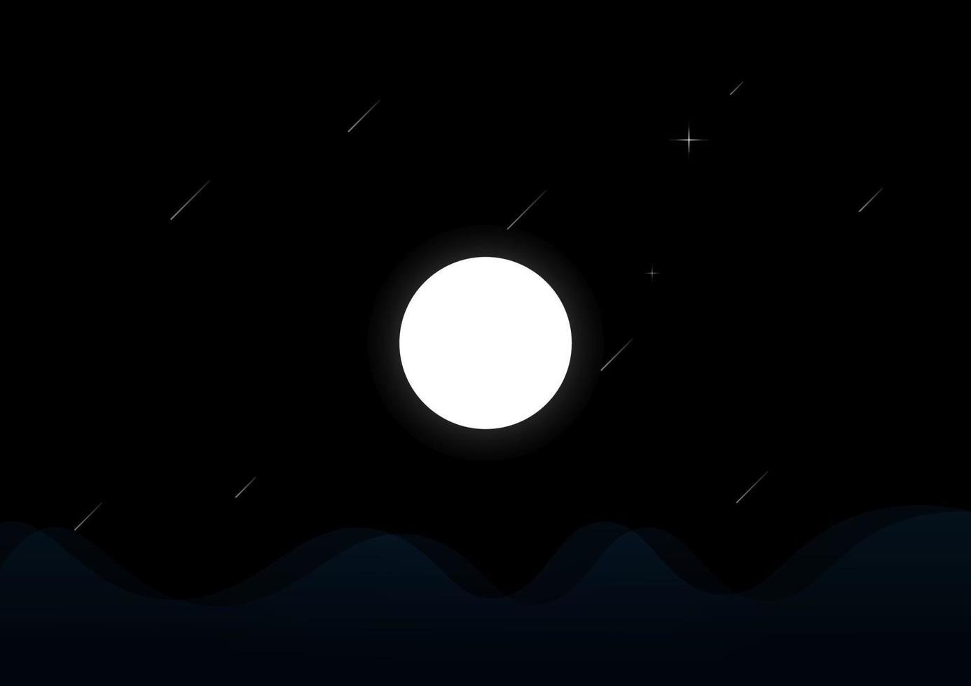 Night moon and hill background vector