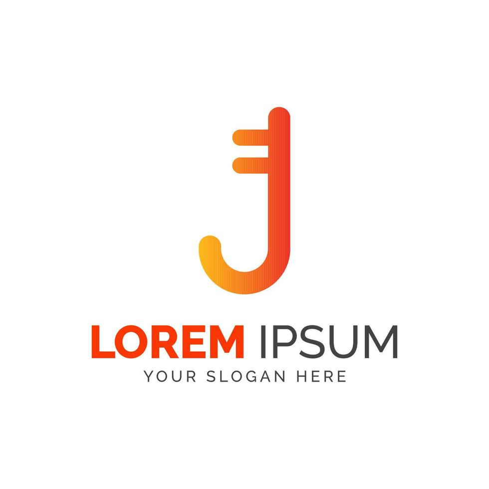 Letter J Key Security Abstract Vector Graphic Elements Logo Template