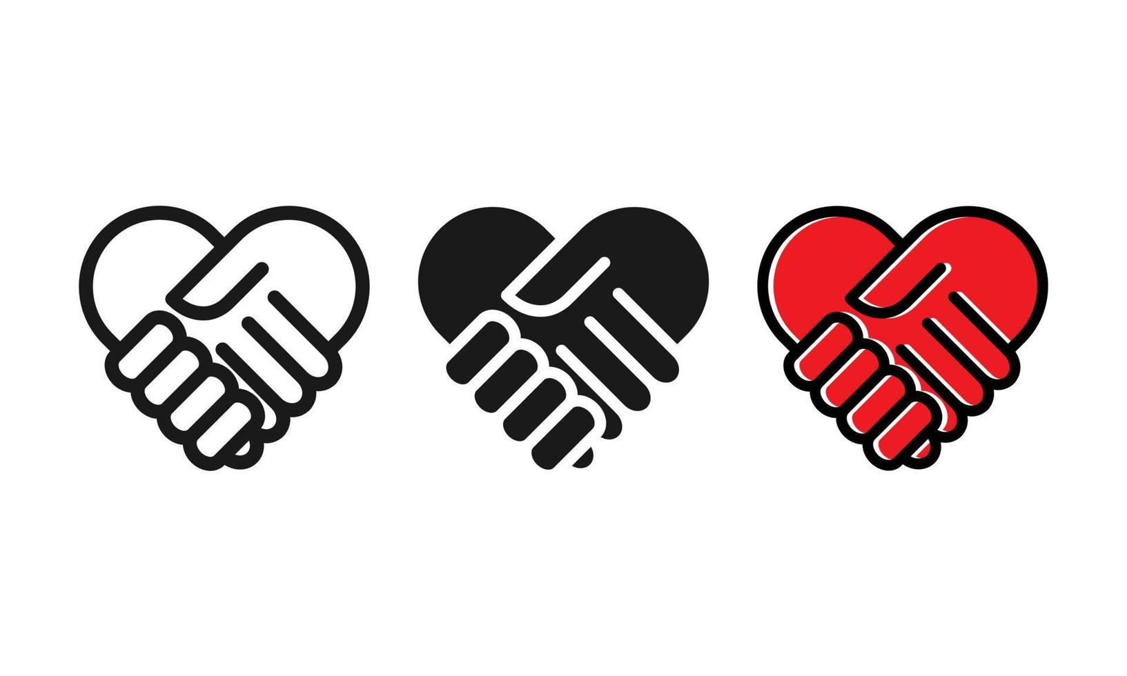 collection of handshake icon - Two hands together. Heart symbol vector illustration. editable icon