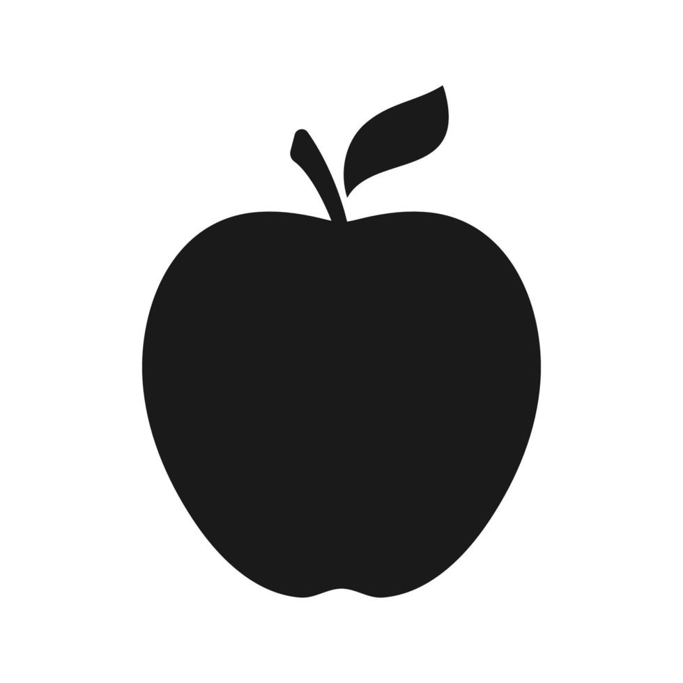 Apple icon, black silhouette of fresh natural fruit. Vector illustration. Color editable