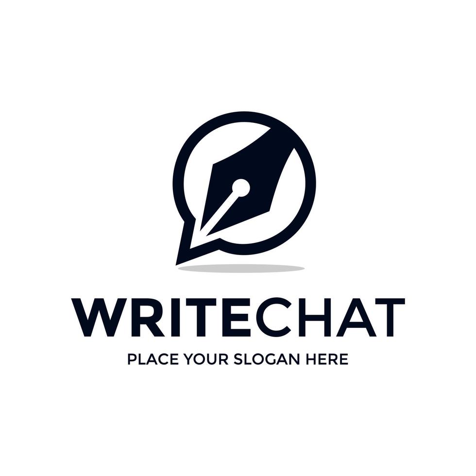 Write chat vector logo template. This design use pen symbol.