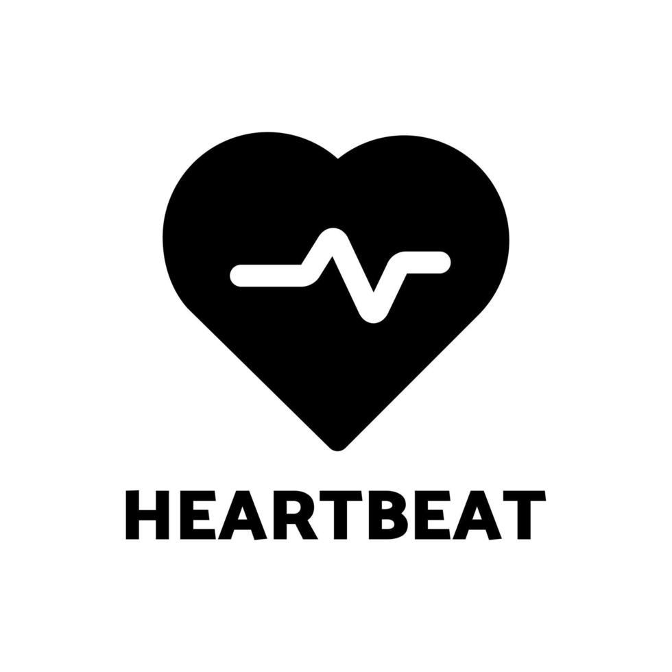 heartbeat icon in black solid style vector