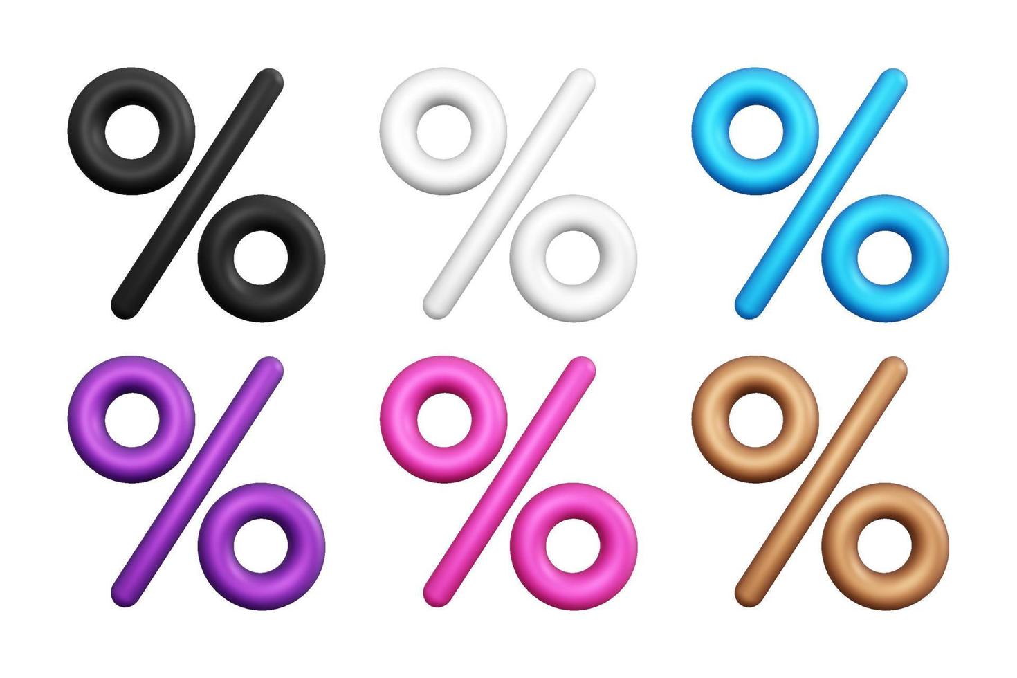 Realistic 3d percentage symbols collection vector illustration