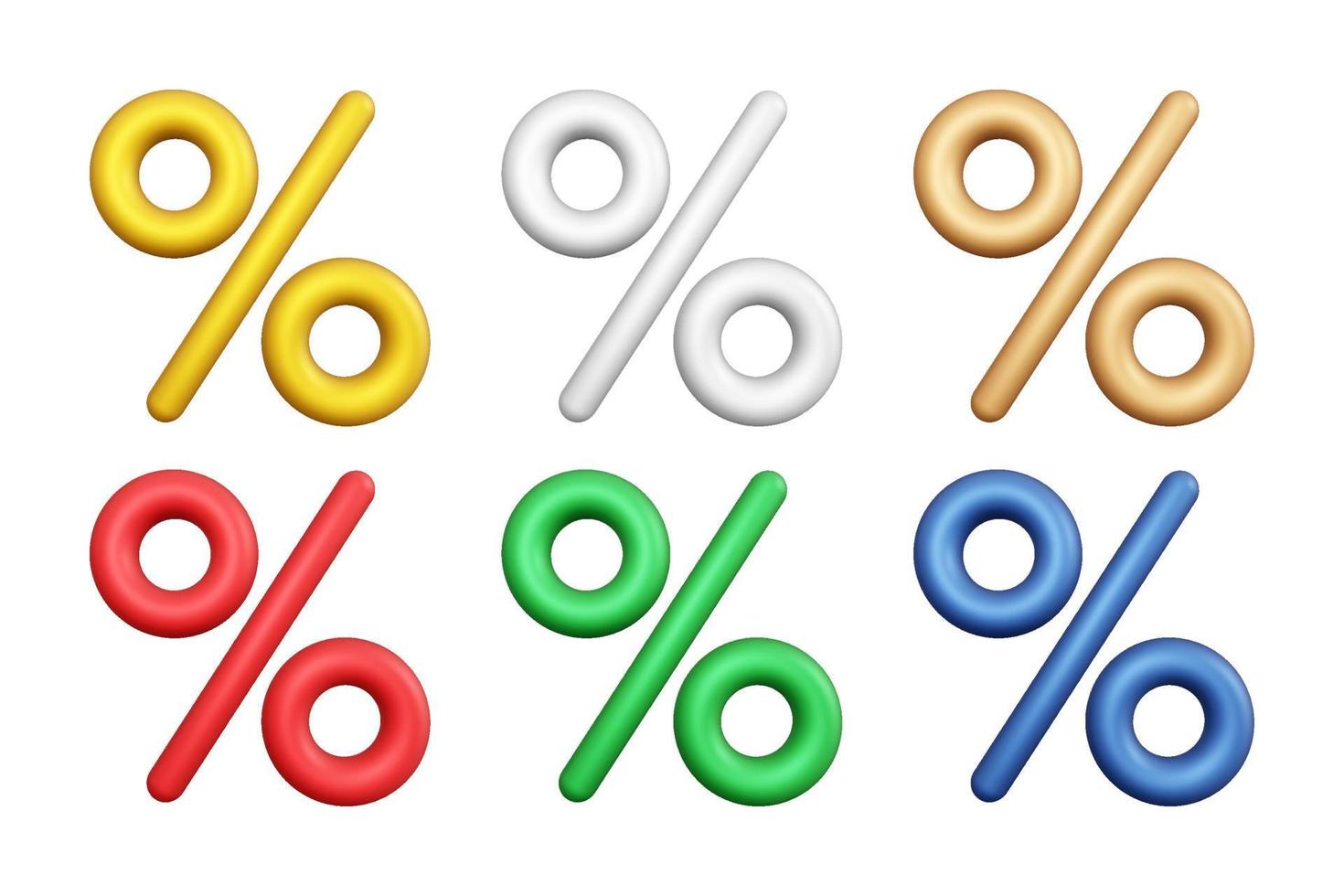 Realistic 3d percentage symbols collection vector illustration