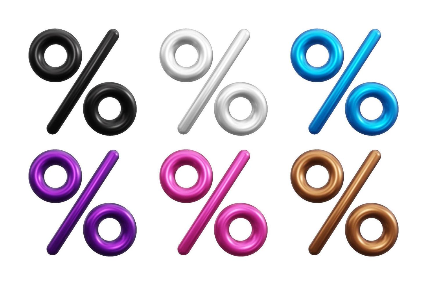 Realistic 3d percentage symbols collection vector illustration