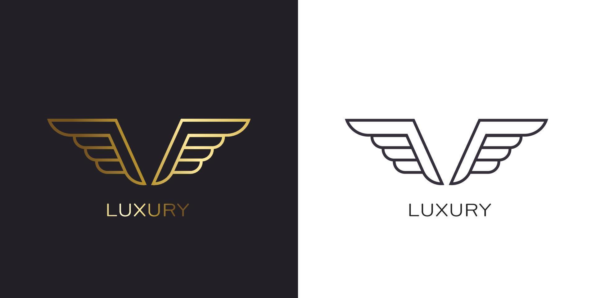 Gold Wings emblem silhouette movement Golden Luxury vector