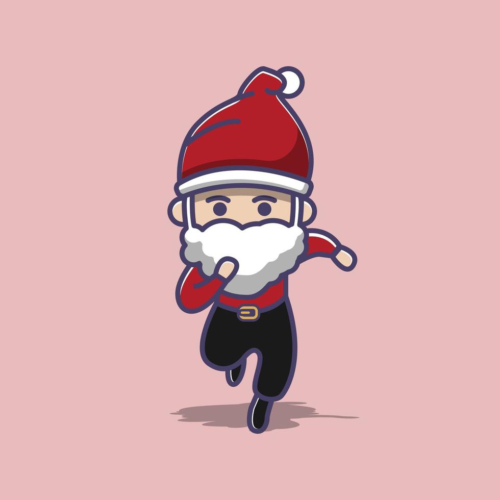 lean santa running for christmas vector