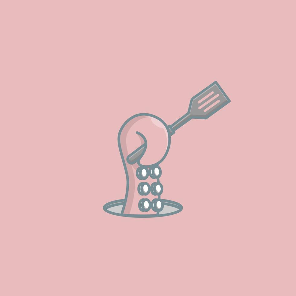 octopus with spatula vector illustration