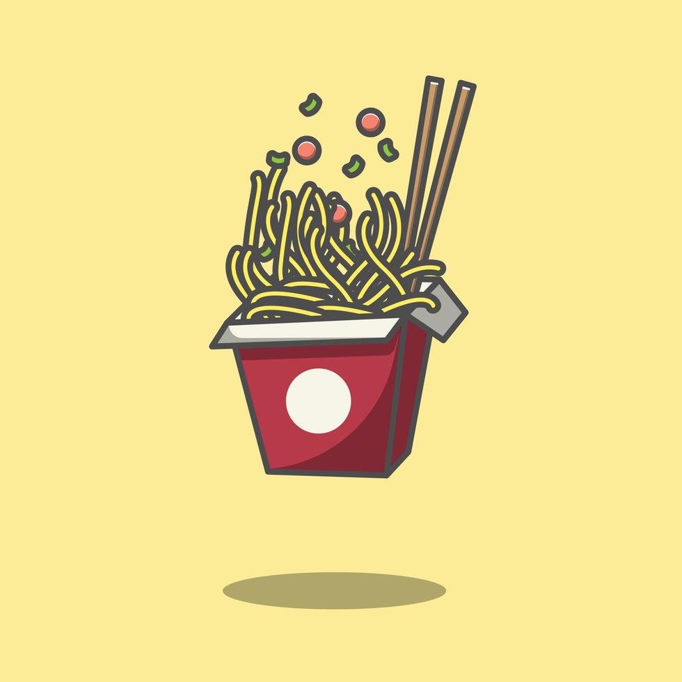 Ilustración de vector de palillos y fideos ramen