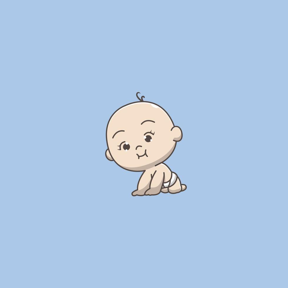 cute baby crawling vector