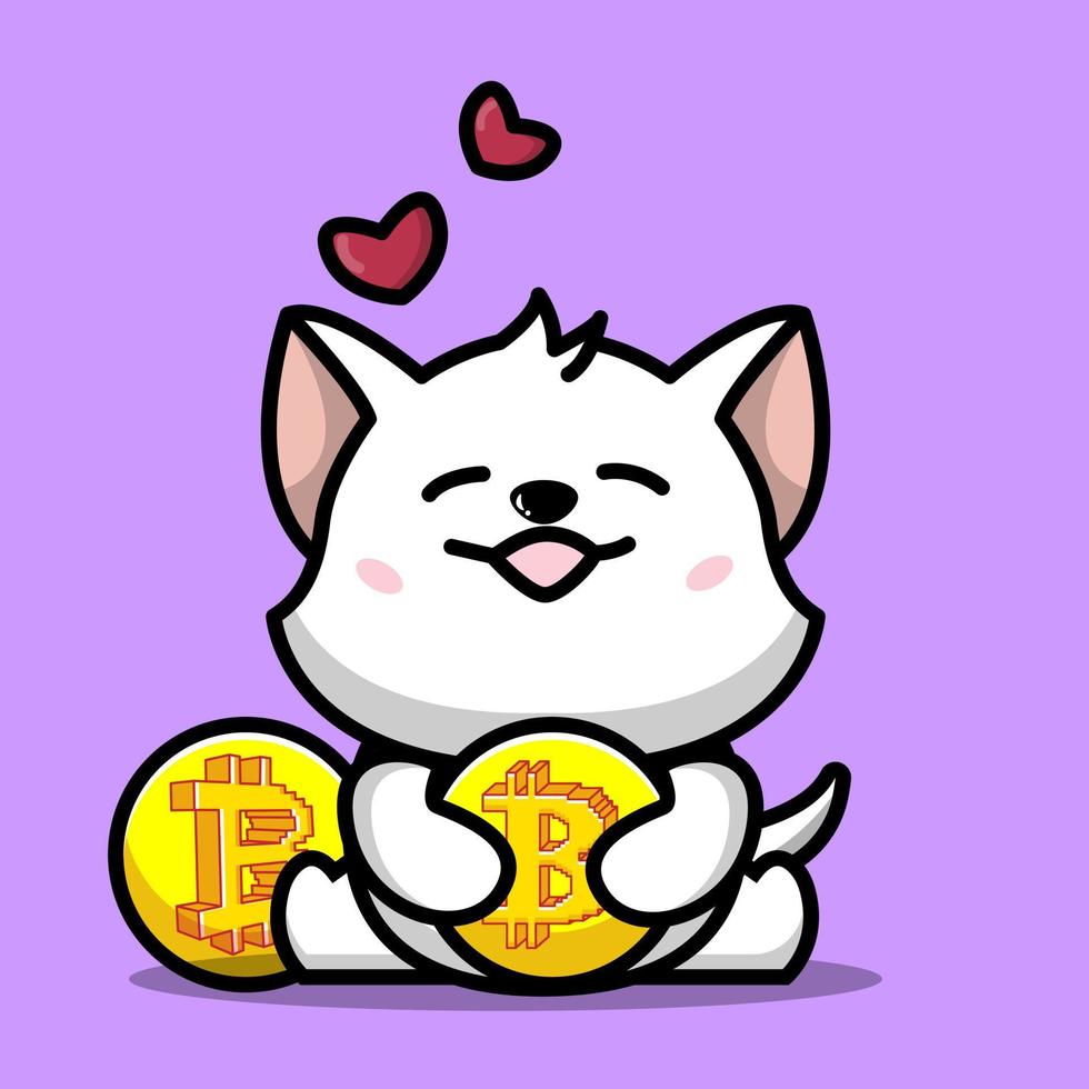 gato abrazando bitcoin vector