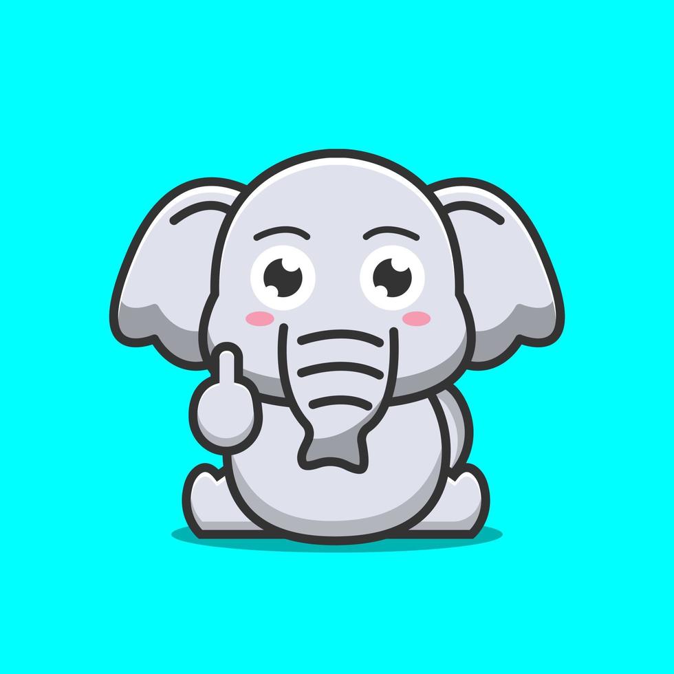 cute elephant showing middle finger expression emoticon vector