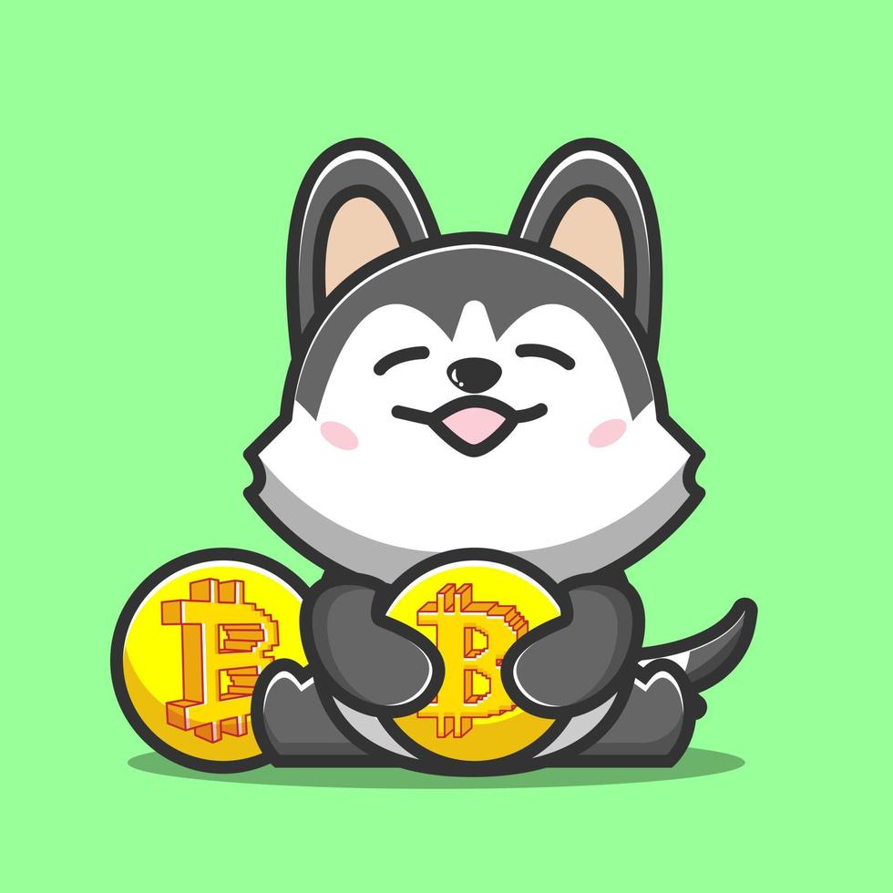 Dog huging bitcoin vector