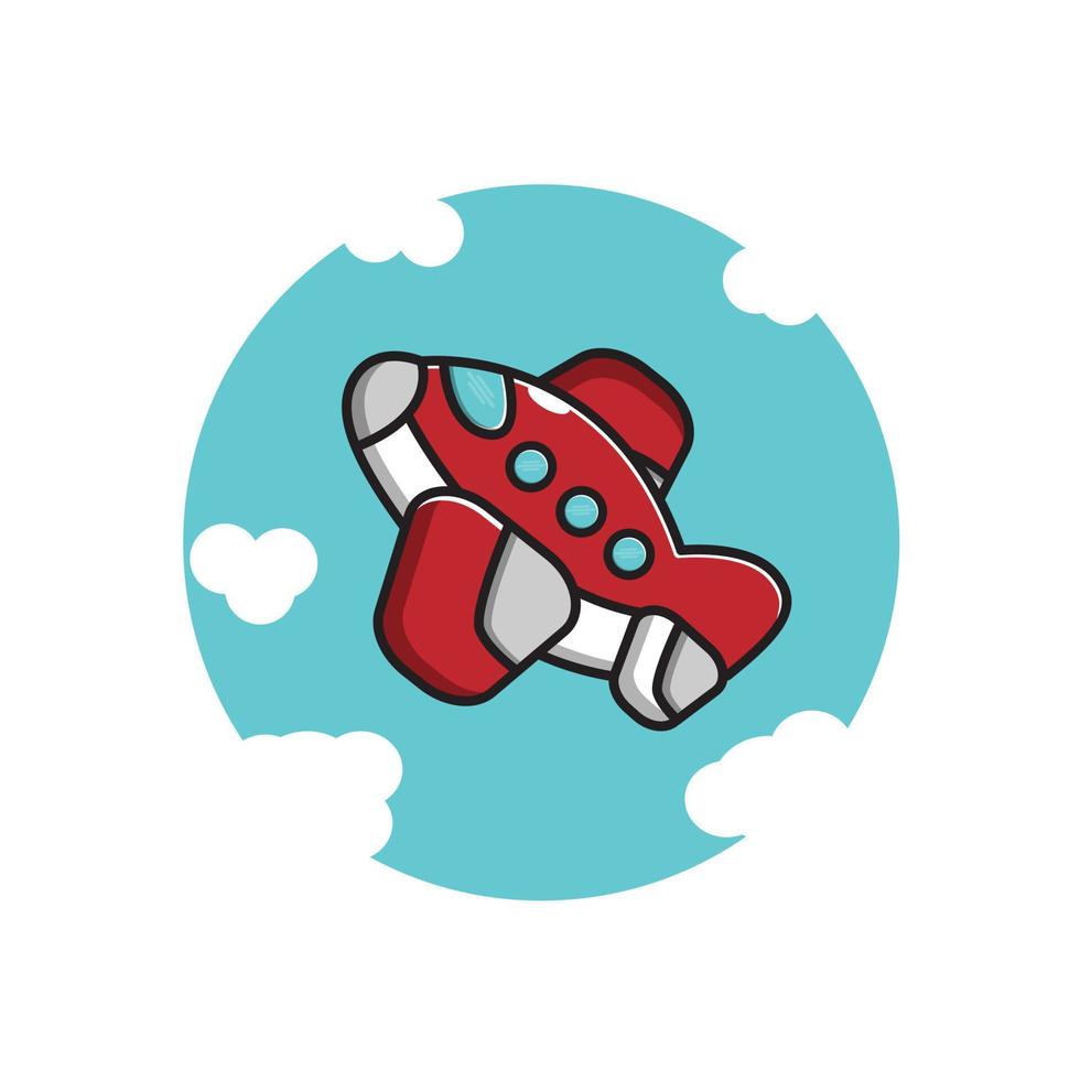 cute red white plane take off vector