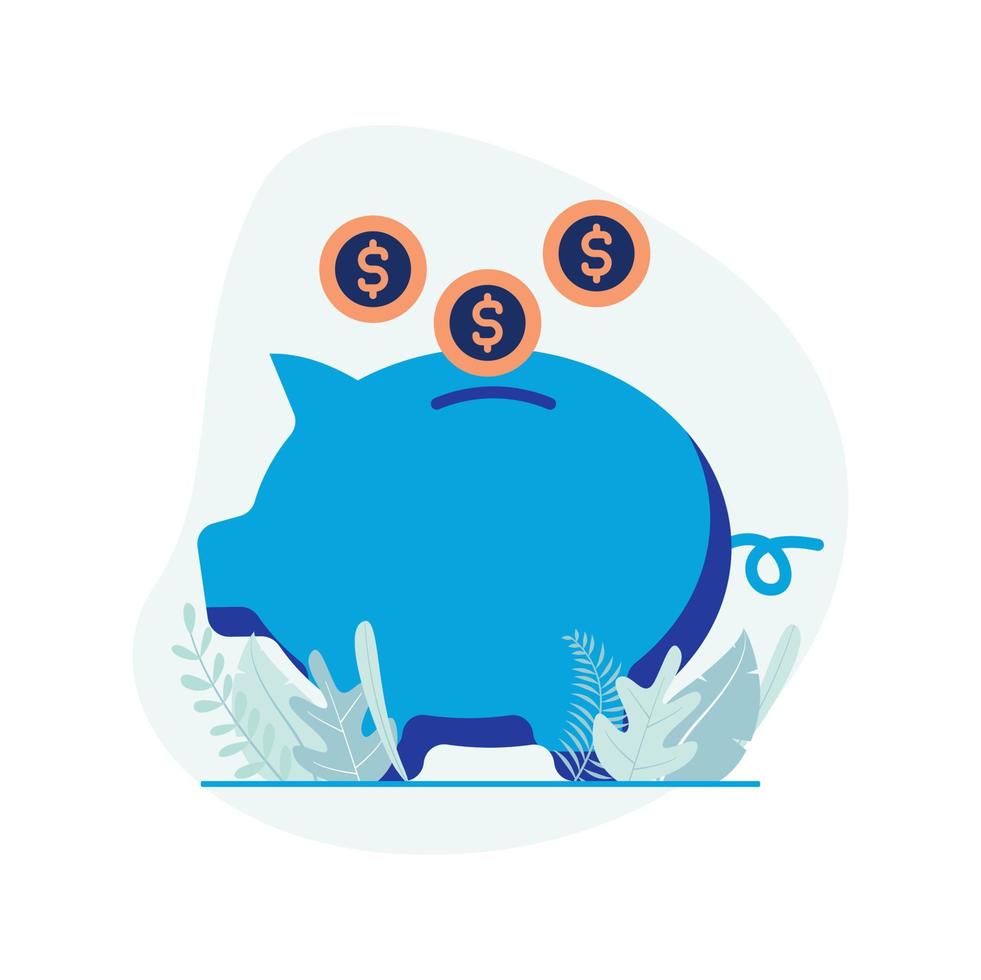 Piggy bank, money savings illustration vector. Flat design suitable for many purposes. vector