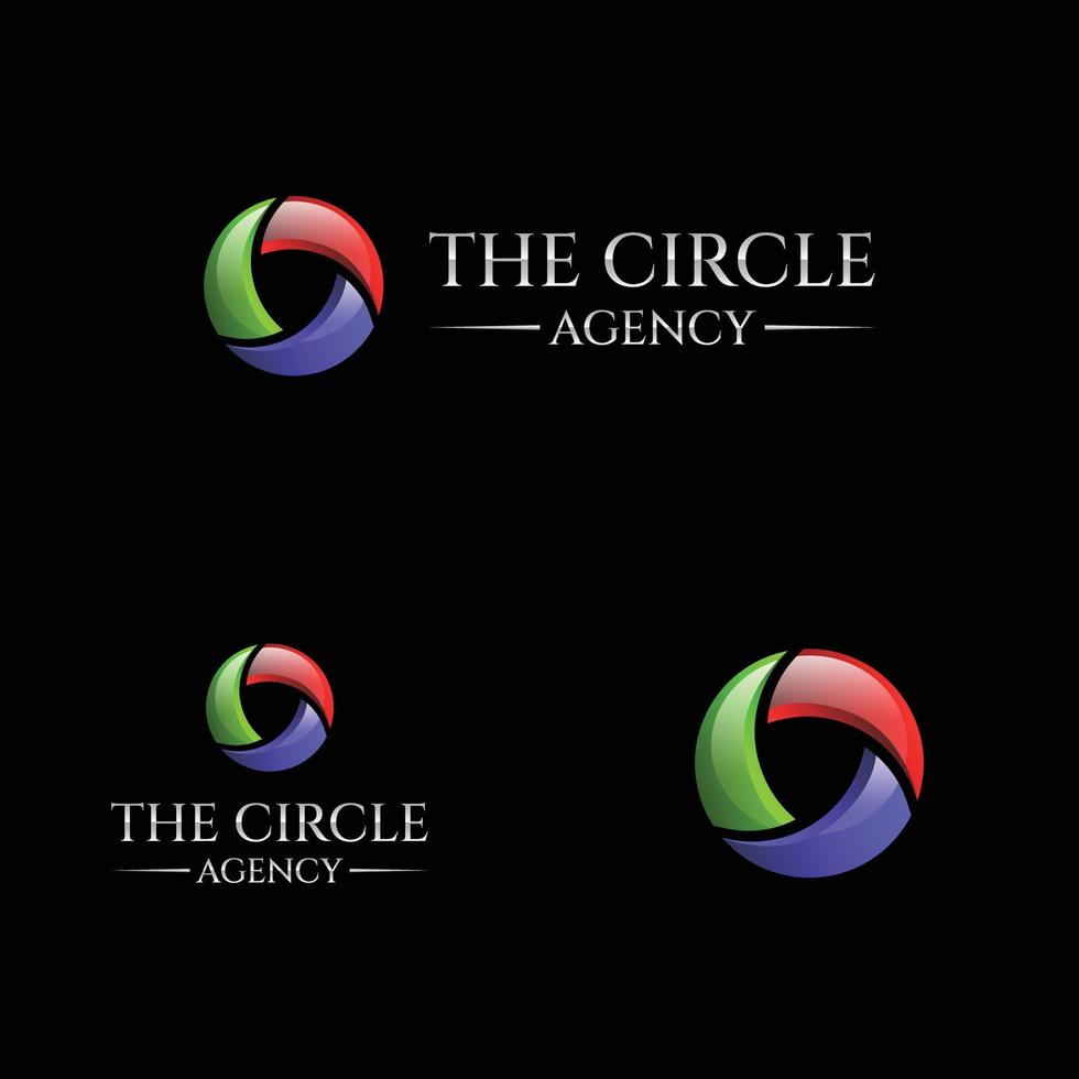 logotipo de círculo 3d abstracto clásico de la vieja escuela vector