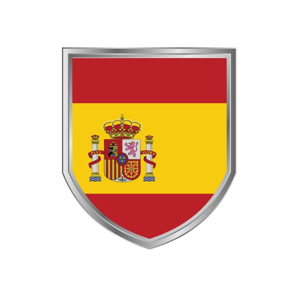 bandera de españa con marco de escudo de metal vector