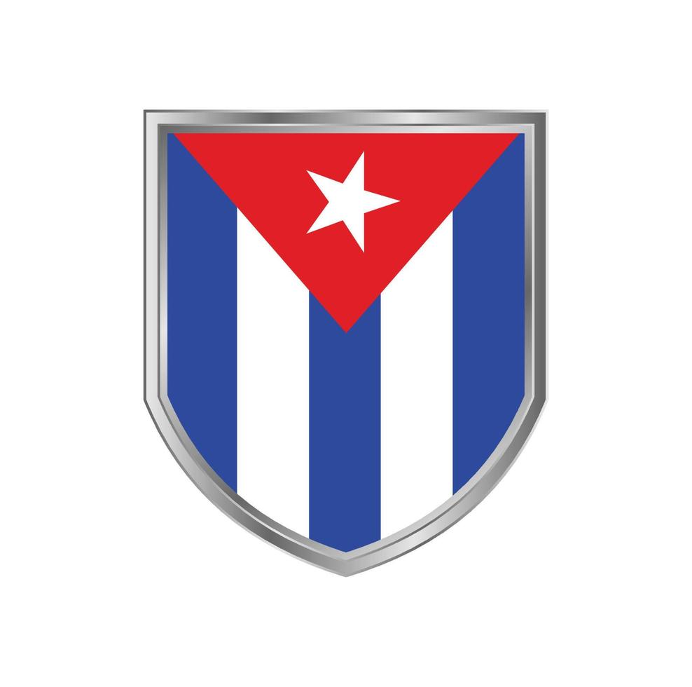 bandera de cuba con marco de escudo de metal vector