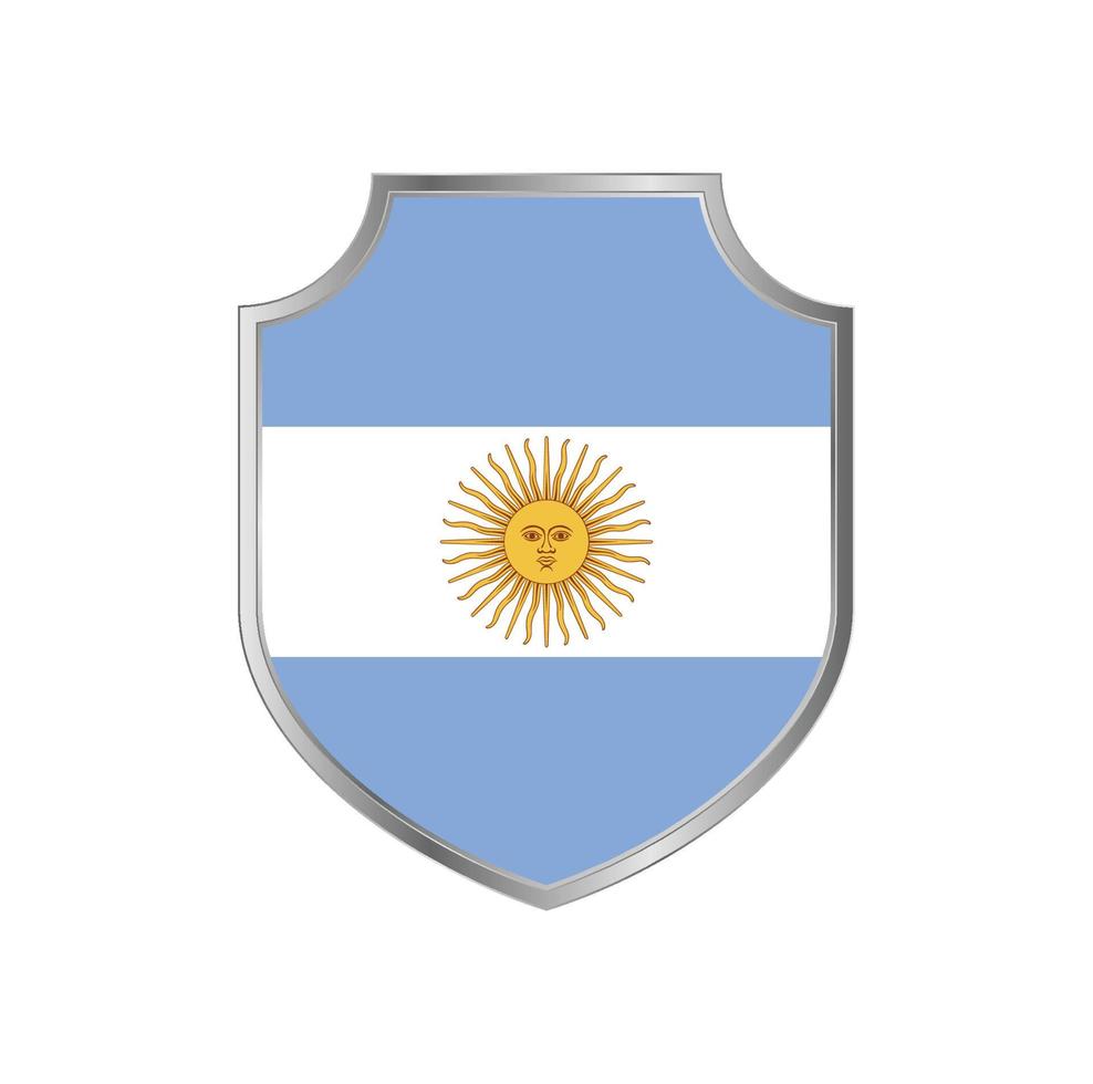 Flag of Argentina with metal shield frame vector
