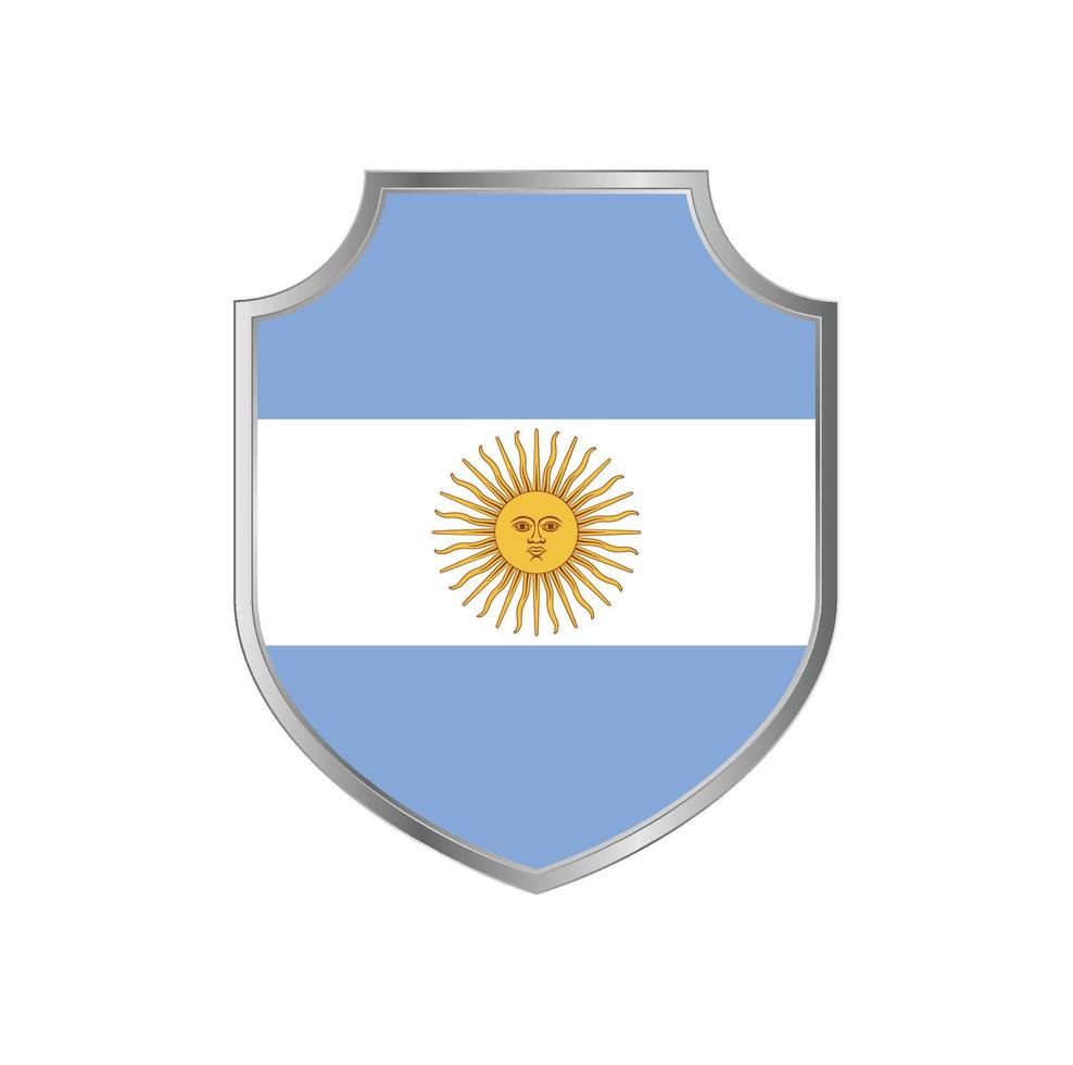 Bandera de Argentina con marco de escudo de metal vector