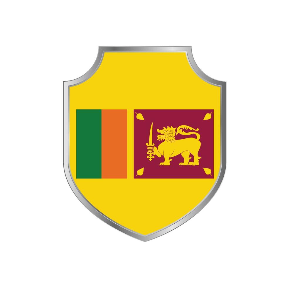 bandera de sri lanka con marco de escudo de metal vector