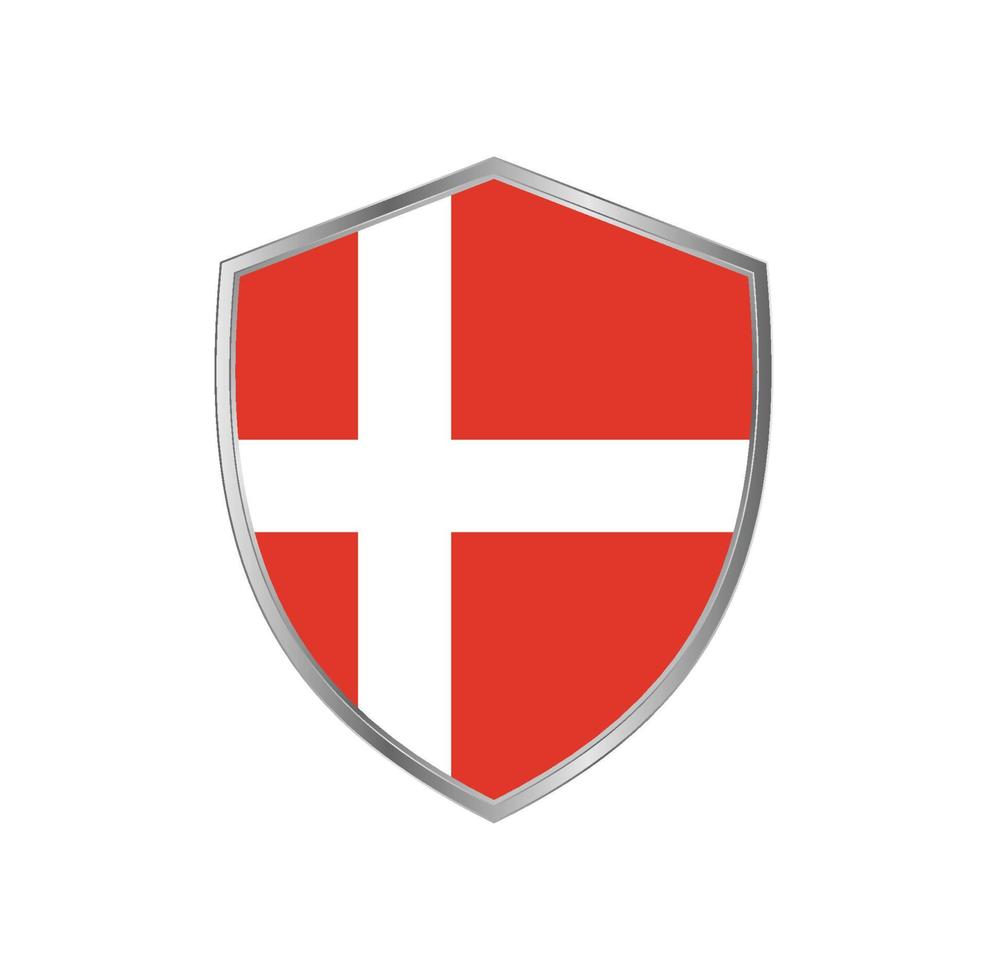 Flag of Denmark with silver frame vector