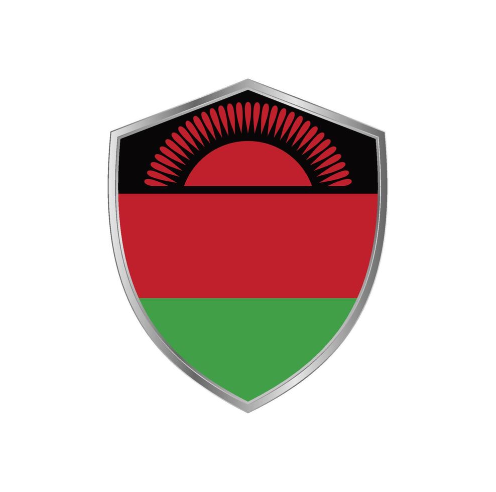 Flag of Malawi with silver frame vector