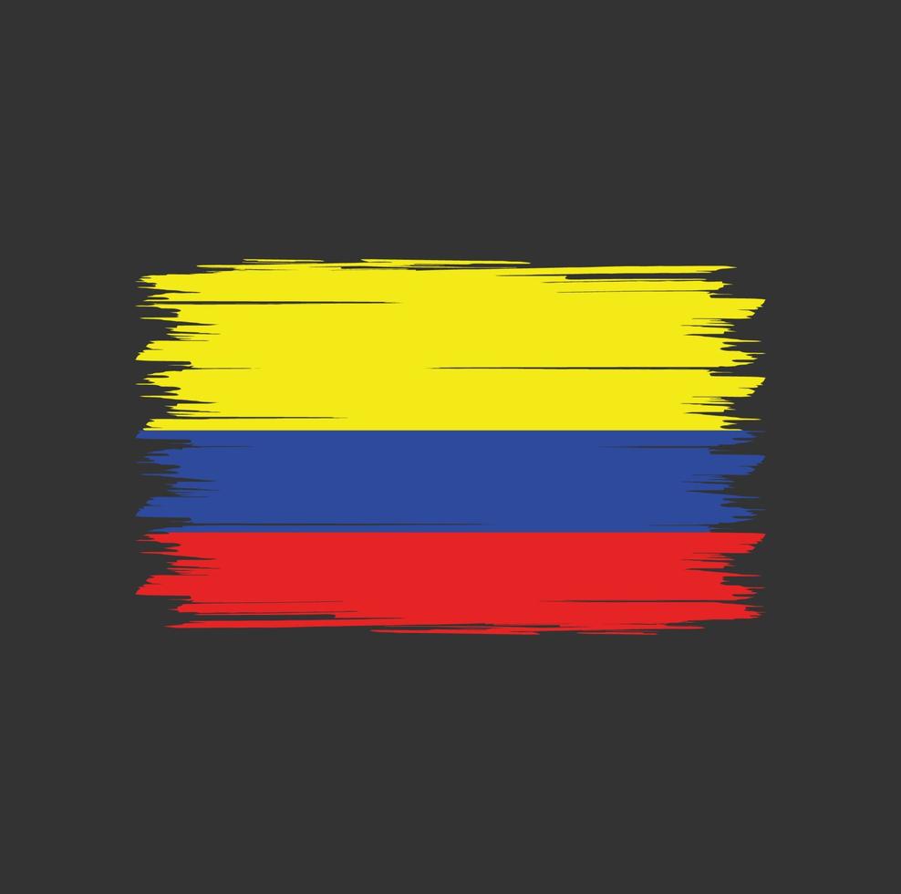 Colombia flag vector with watercolor brush style