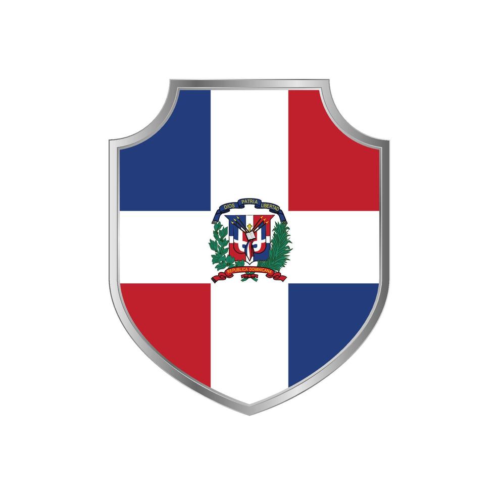 Flag of Dominican Republic with metal shield frame vector