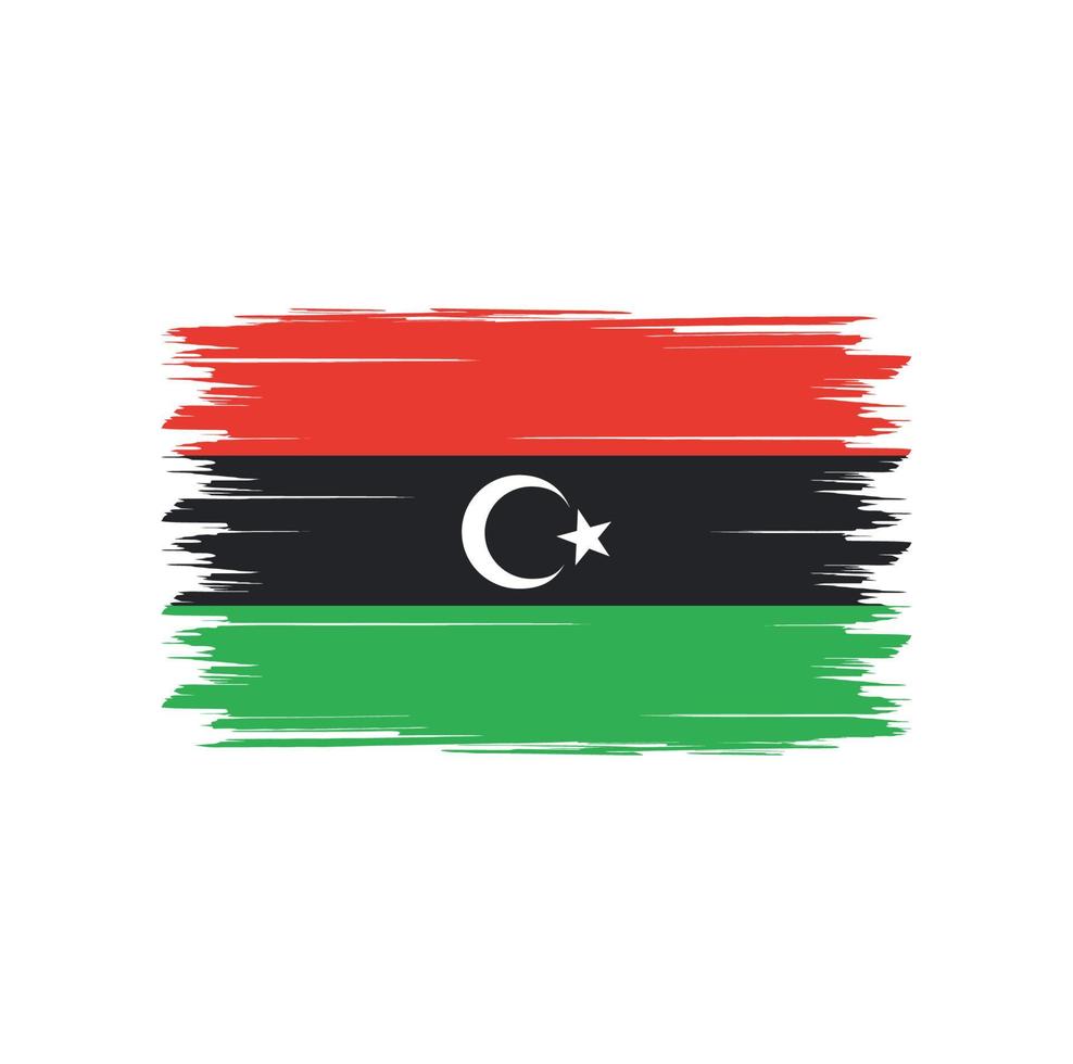 Libya flag vector with watercolor brush style