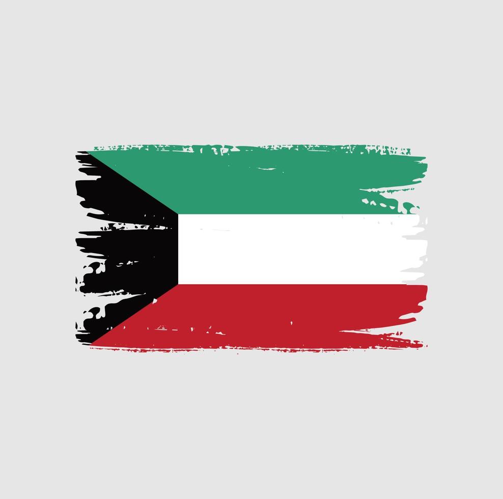 Flag of Kuwait with brush style vector