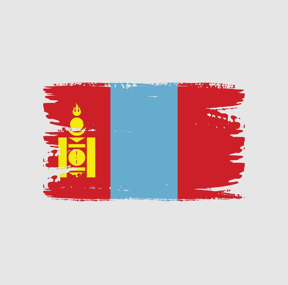 bandera de mongolia con estilo de pincel vector